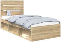 vidaXL Bedframe met hoofdeinde Sonoma 100 x 200 cm Massief grenenhout
