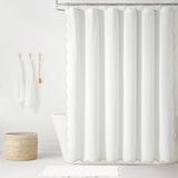 Lush Decor Coastal Chic Sint-jakobsschelp rand linnen getextureerd douchegordijn neutraal/wit enkel 72 x 72 cm