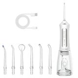 BarberBoss Oplaadbare waterflosser voor tanden en tandvlees, 5 reinigingsmodi, 5 straalpunten, 300 ml tank, USB draadloze mondirrigator, IPX7 waterdicht en 360° mondstuk