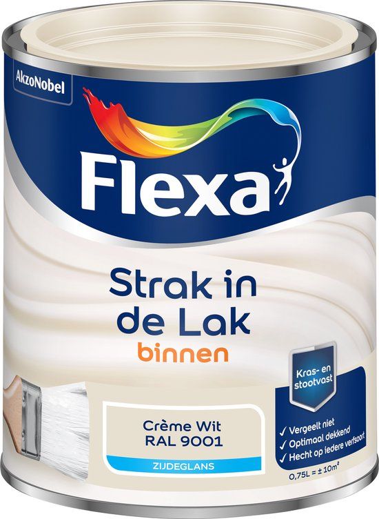 FLEXA Strak in de Lak RAL 9001 crème wit zijdeglans 750 ml