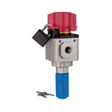 Riegler 3/2-weg afsluitklep »G« met bevestigingshoek, hangslot en geluiddemper, handbediend, BG 300, G 1/4, ingangsdruk 0-9 bar
