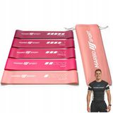 Marbo Sport - Weerstandsbanden set - Resistance Bands - 5 stuks - Fitness elastieken voor thuisgym en Home Gym - Krachttraining en mobiliteit - Roze