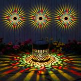 4 lampes solaires, IP65, lumière mandala colorée, décoration murale