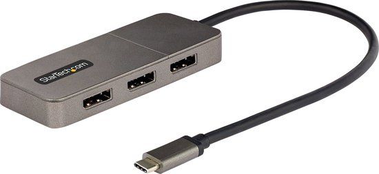 StarTech.com 3-Port USB-C Multi-Monitor Adapter, USB Type-C naar 3x DisplayPort 1.4 MST Hub, Triple 4K 60Hz DP Laptop Display Extender / Splitter, HDR, Extra-Lange Vaste Kabel - Enkel Windows