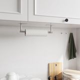 Sans marque Porte-rouleau de cuisine - Sous le meuble - Acier inoxydable 304 - Porte-rouleau de papier mural - Pour cuisine - Brossé - Porte-rouleau de cuisine design moderne suspendu