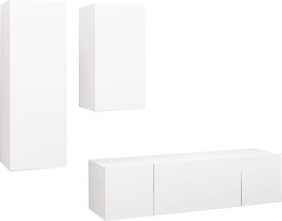 vidaXL - 4-delige - Tv-meubelset - spaanplaat - wit