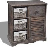 vidaXL Kast met links 3 weefmanden hout bruin