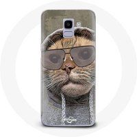 Maniacase Hoesje voor Samsung Galaxy A6 2018 Kat met capuchon grappige foto Dieren