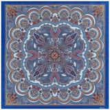 Roeckl sjaal Fine Paisley 53x53 Zijde Multi Heaven Blauw