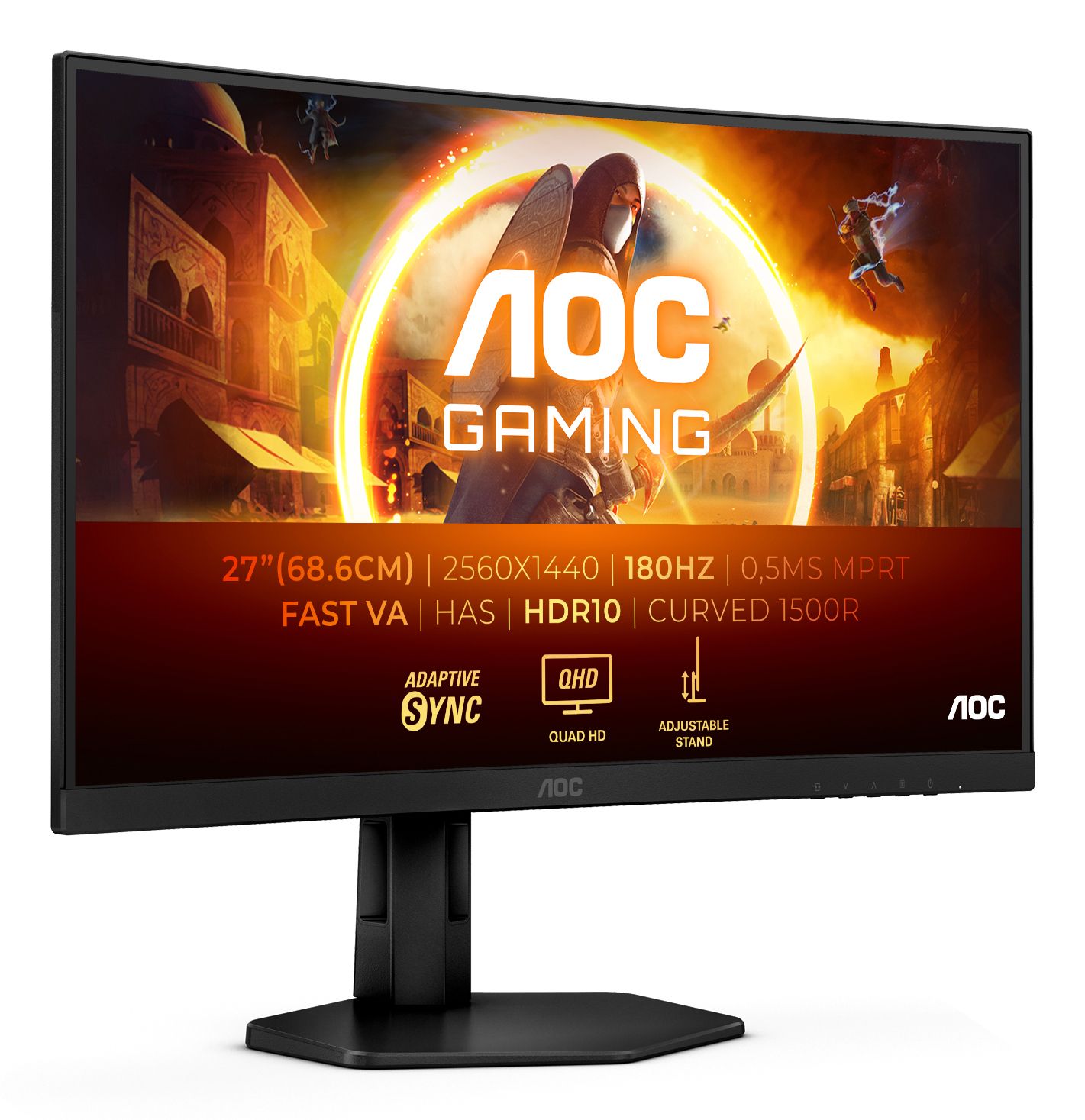 AOC CQ27G4X 27" Curved QHD Gaming Monitor - 180Hz, Adjustable