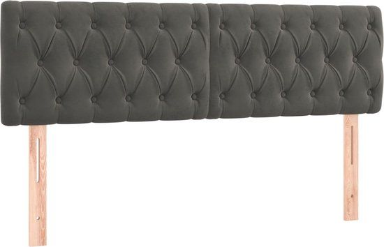 vidaXL Hoofdbord 144x7x78/88 cm fluweel donkergrijs