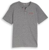 Tom Tailor - T-shirt Henley à fines rayures - Taille S - white tarmac grey fine stripe