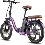Fafrees F20 Pro Vélo électrique pliable – Moteur 250W, Batterie 36V 20Ah, Autonomie 120km, Shimano 7 vitesses, Double suspension Rose violacé