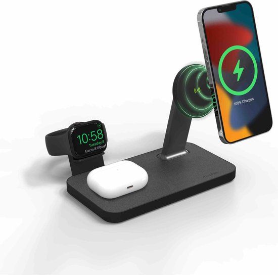 mophie snap+ 3 in 1 draadloze oplader - 15W - Zwart