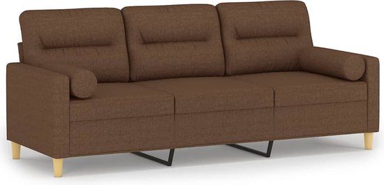 vidaXL Driezitsbank met sierkussens 180 cm stof bruin