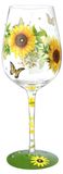 Verre à vin 15 oz - Peint à la main - Tournesols/Papillons - Cadeau pour femmes - Design artistique - Finition de haute qualité - Verre cadeau