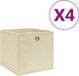 vidaXL Opbergboxen - Set van 4 - Crèmekleurig