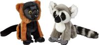 Ravensden Apen serie pluche knuffels - 2x stuks - Ringstaart Maki en Vari Aapje - 18 cm