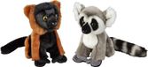 Ravensden Apen serie pluche knuffels - 2x stuks - Ringstaart Maki en Vari Aapje - 18 cm