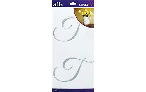 Stick-O Elegant Zilver Folie Monogram Stickers-T, andere, Multi kleuren, 0.25x10.79x21.59 cm