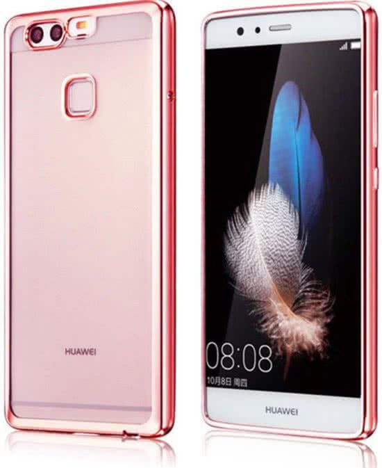 iCall Huawei P10 Plus - Electroplating TPU Case Transparant met Rose Gouden Bumper Rose Golden Silicone Hoesje