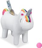 Relaxdays Spaarpot eenhoorn - dromende unicorn - decoratie - keramiek wit