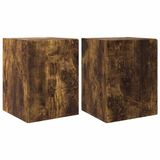 vidaXL TV-wandkast 2 stuks Rook Eiken Bewerkt hout