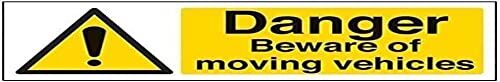 V Safety VSafety Danger Pas op voor het verplaatsen van voertuigen waarschuwingsbord - 300mm x 100mm - Zelfklevende Vinyl