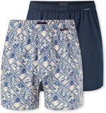 Schiesser 2-Pack heren wijde boxershort - Selected - 100% katoenen losse boxershort met sluiting - Blauw/Grijs / L
