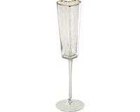 J-Line glas champagne Hart - glas - goud/transparant - 6 stuks