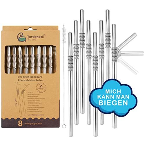 Turtleneck StrawBros | HET ENIGE roestvrijstalen rietje goud | Gepatenteerd & Gecertificeerd Hygiëne | Roestvrijstalen rietje, Metalen rietje Herbruikbaar, Roestvrijstalen Drinkrietjes, Metalen Rietjes