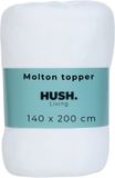 HUSH. Living Molton Topperbeschermer - 80% Katoen 20% Polyester - Uitstekende Vochtopname - Vormvast - Comfort en Duurzame Bescherming - 140x200x15cm