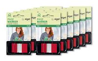 SIGEL HN491 bladwijzer, transparante folieband in Z-splitter, 12 hoezen à 50 strepen à 43 x 25 mm, Color-Tip rood
