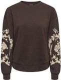 JDY Jacqueline de Yong Trui Jdyirmelin L/s Flock Detail Sweat J 15376613 Coffee Bean/whitecap Gray Flock On Sleeve Dames Maat - S