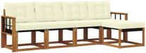 vidaXL - Bank loungeset - 5 zitplaatsen - Natuurlijk en crème - Acacia hout