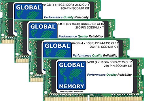 GLOBAL MEMORY 64GB (4 x 16GB) DDR4 2133MHz PC4-17000 260-PIN SODIMM GEHEUGEN RAM KIT VOOR LAPTOPS/NOTITIEBOEKJE
