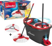 Vileda Easy Wring & Clean TURBO Schoonmaaksysteem - mop + steel + emmer met pedaal + 1extra vervanging