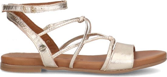 No Stress - Dames - Gouden leren sandalen met bandjes - Maat 42