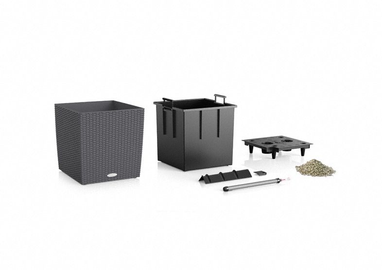 LECHUZA CUBE Cottage 30 Plantenbak - All-in-One Set - Grijs