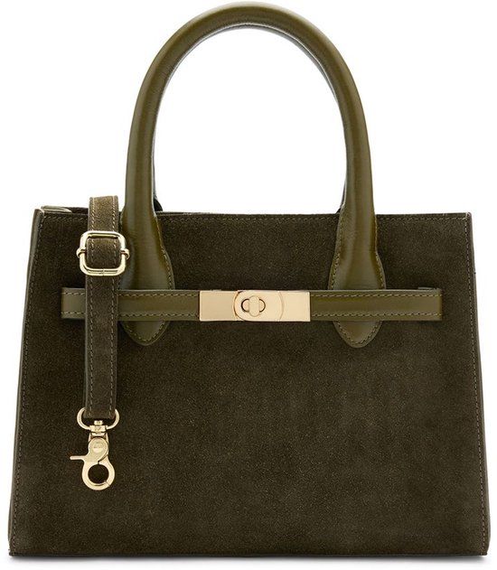 Manfield Olijfgroene suède handtas