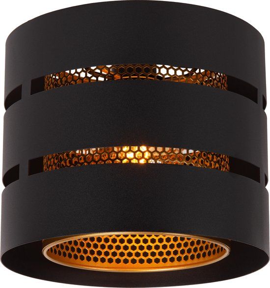 Lucide ROSAS - Plafonnière (Plafondlamp) - Ø 26 cm - 1xE27 - Zwart