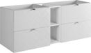 Meuble de salle de bain, blanc avec poignée argentée, 140 x 57 x 46 cm