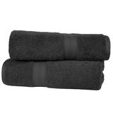 Amazon Basics Badhanddoeken voor in de badkamer, 100% katoen kleurvast, zacht absorberend, 70 x 140 cm, Zwart, 2 stuks