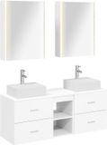 vidaXL Badkamermeubelset 5 st Wit Bewerkt hout en glas