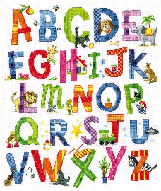 Vervaco Borduurpakket ABC met dieren - Wit - 12+ jaar
