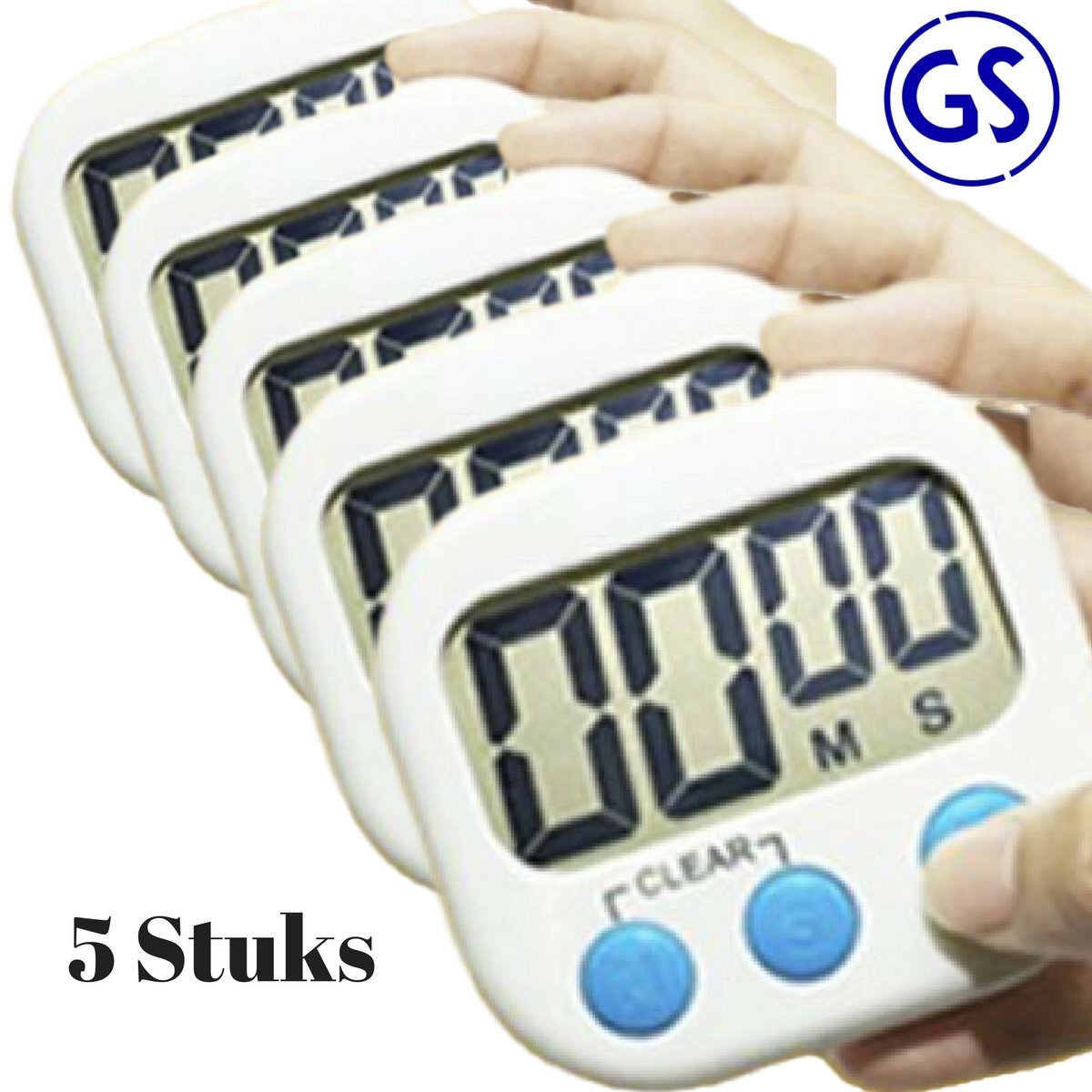 Gouda Select 5 Kitchen Timers - Digitale Kookwekkers met Groot Display en Magneet