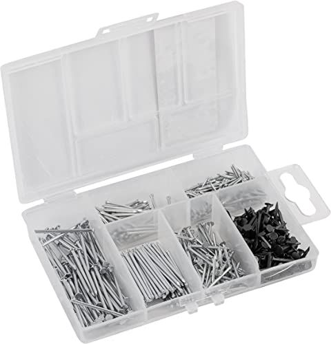 Connex Nagelassortiment 650-delig - draadpennen & kamdoelen in set - voorgesorteerd in praktische kunststof doos - geschikt voor huis, werkplaats & Co. / nagelset/assortimentdoos / DP8500117