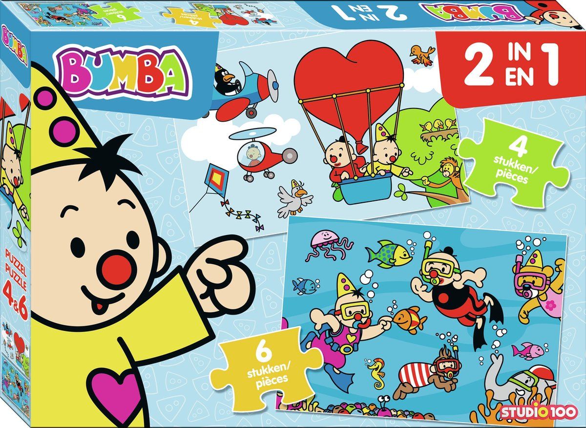 Bumba - Puzzel - 2 in 1 puzzel - 4 en 6 stukken - Onder water en in de lucht