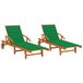 VidaXL Lounge Tuinstoel Gecapitonneerde Zitting Acaciahout Groen