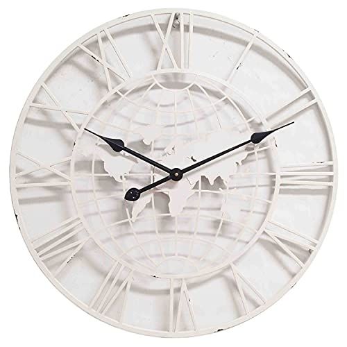 DRW Ronde wandklok van hout in wit, 60 cm - 8434360191184